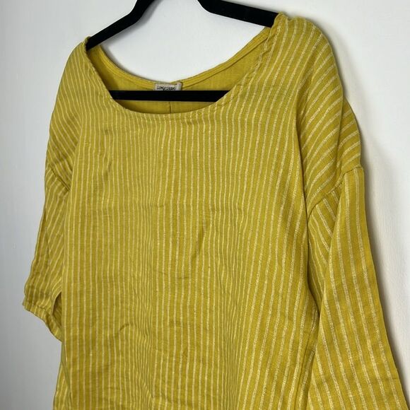 Lungo L'Arno Yellow Striped 100% Linen Tunic Top Women's Size Small - Picture 8 of 10